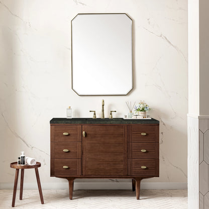 Amberly 48" Single Vanity, Mid-Century Walnut, w/ 3 CM Phantome Eclos Top, view 5