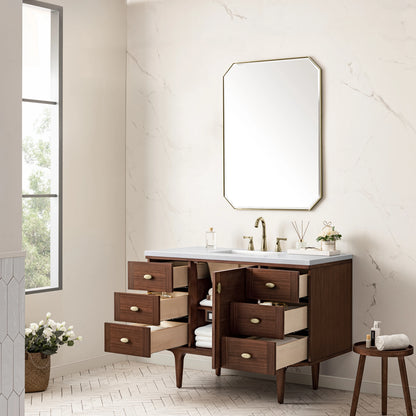 Amberly 48" Single Vanity, Mid-Century Walnut w/ 3 CM White Zeus Top, view 10
