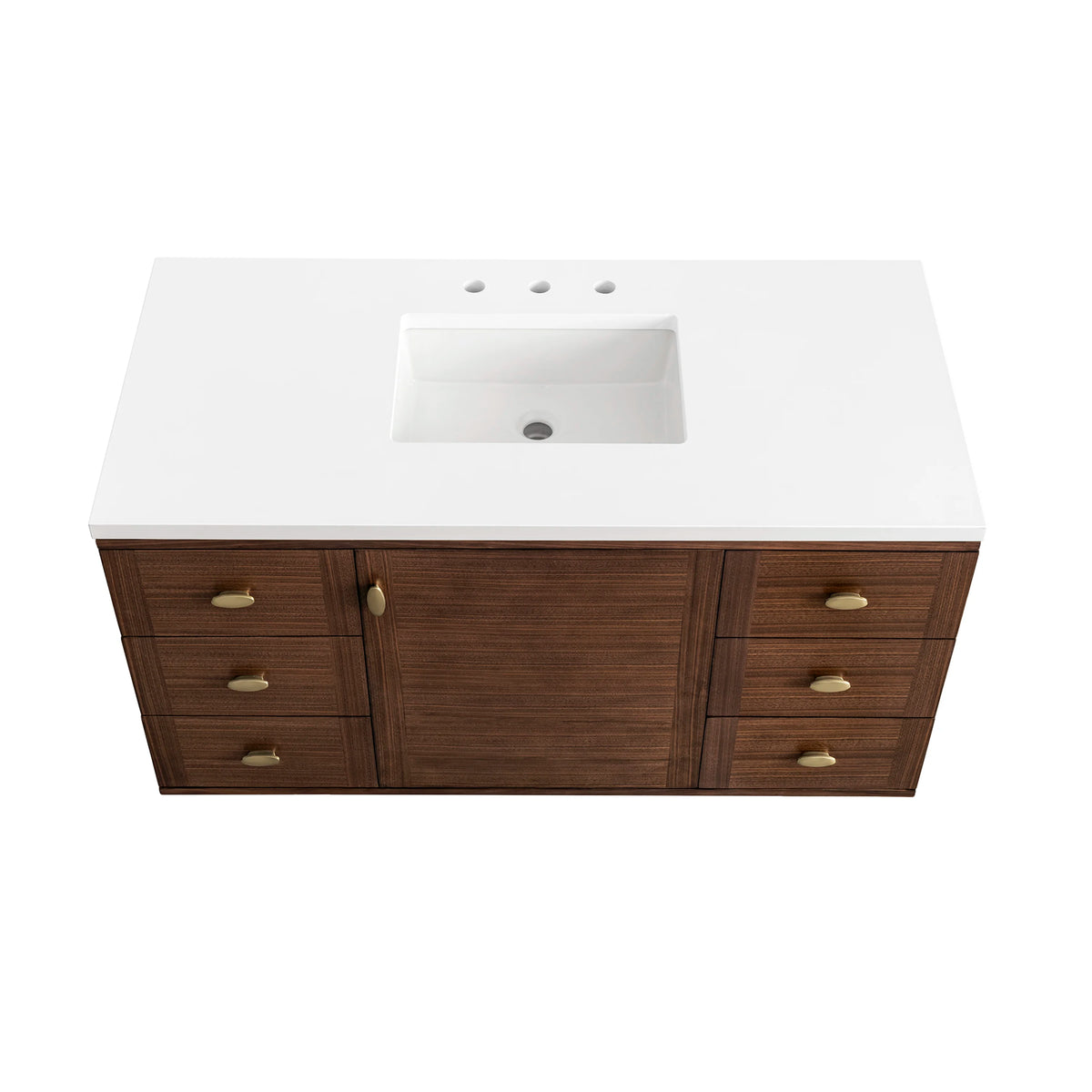Amberly 48" Single Vanity, Mid-Century Walnut w/ 3 CM White Zeus Top, view 15