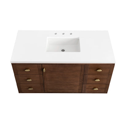 Amberly 48" Single Vanity, Mid-Century Walnut w/ 3 CM White Zeus Top, view 15