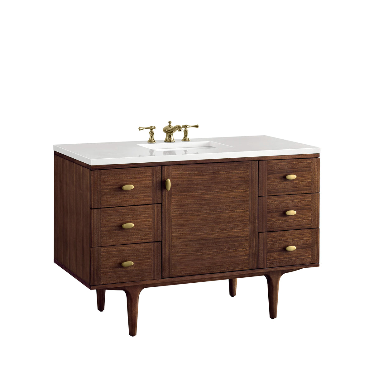Amberly 48" Single Vanity, Mid-Century Walnut w/ 3 CM White Zeus Top, view 23