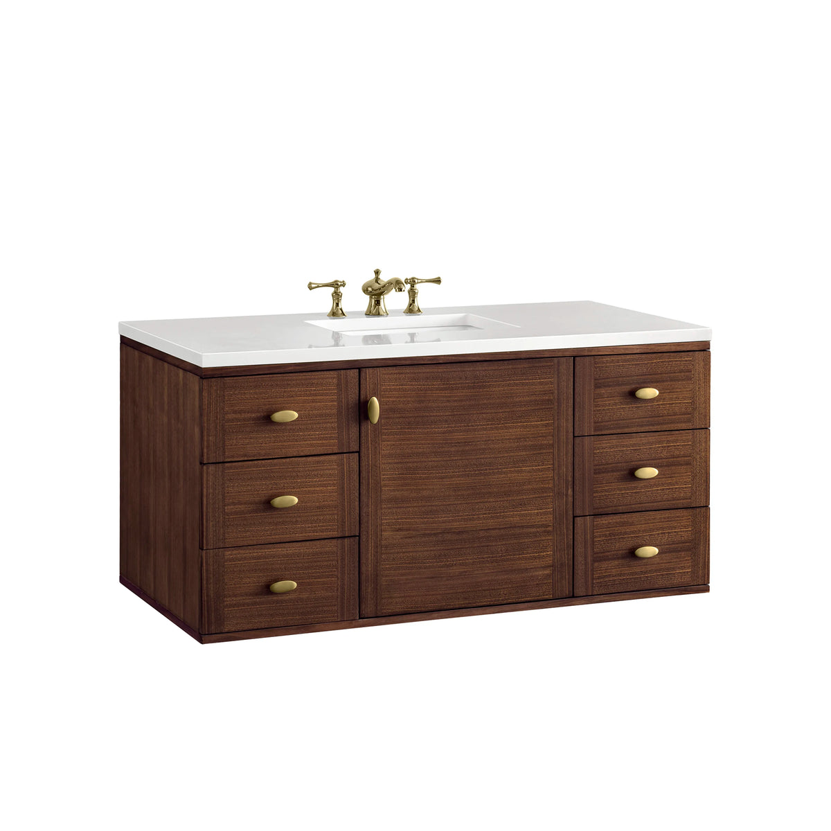 Amberly 48" Single Vanity, Mid-Century Walnut w/ 3 CM White Zeus Top, view 24