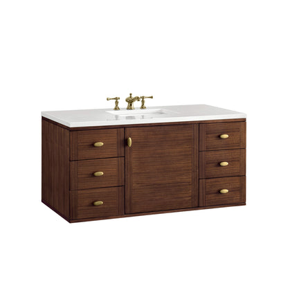 Amberly 48" Single Vanity, Mid-Century Walnut w/ 3 CM White Zeus Top, view 24