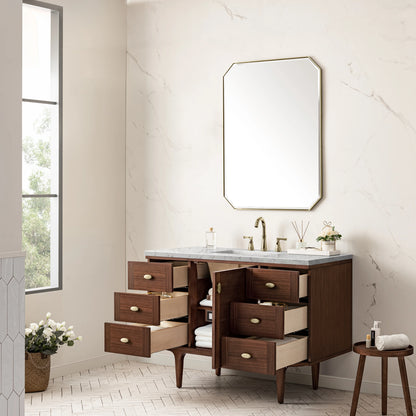 Amberly 48" Single Vanity, Mid-Century Walnut w/ 3 CM Eternal Jasmine Pearl Top w/FreePower Wireless Charger, view 10