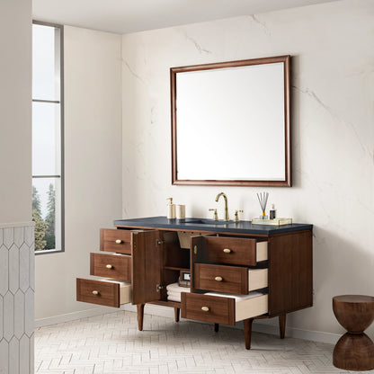 Amberly 60" Single Vanity, Mid-Century Walnut w/ 3 CM Charcoal Soapstone Top, view 11