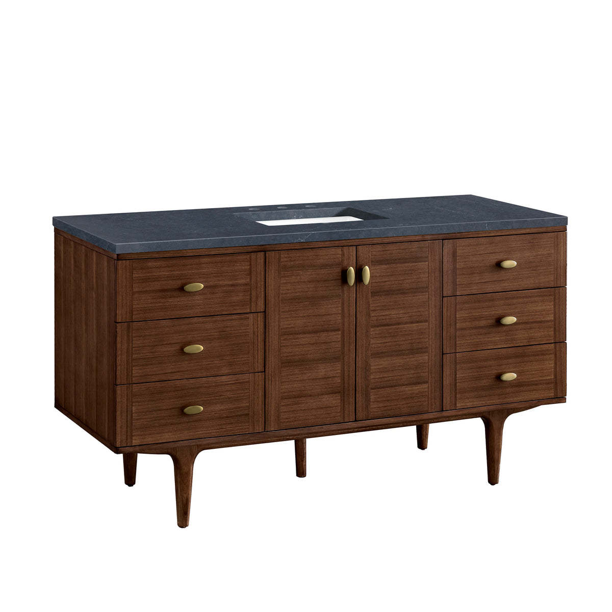 Amberly 60" Single Vanity, Mid-Century Walnut w/ 3 CM Charcoal Soapstone Top, view 21