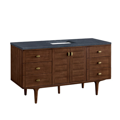 Amberly 60" Single Vanity, Mid-Century Walnut w/ 3 CM Charcoal Soapstone Top, view 21