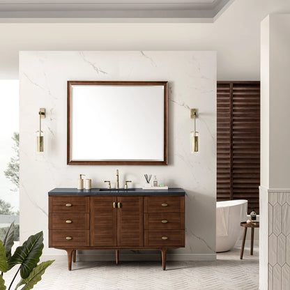 Amberly 60" Single Vanity, Mid-Century Walnut w/ 3 CM Charcoal Soapstone Top, view 5