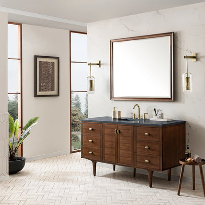 Amberly 60" Single Vanity, Mid-Century Walnut w/ 3 CM Charcoal Soapstone Top, view 9