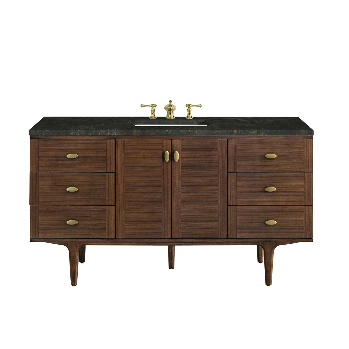 Amberly 60" Single Vanity, Mid-Century Walnut, w/ 3 CM Phantome Eclos Top
