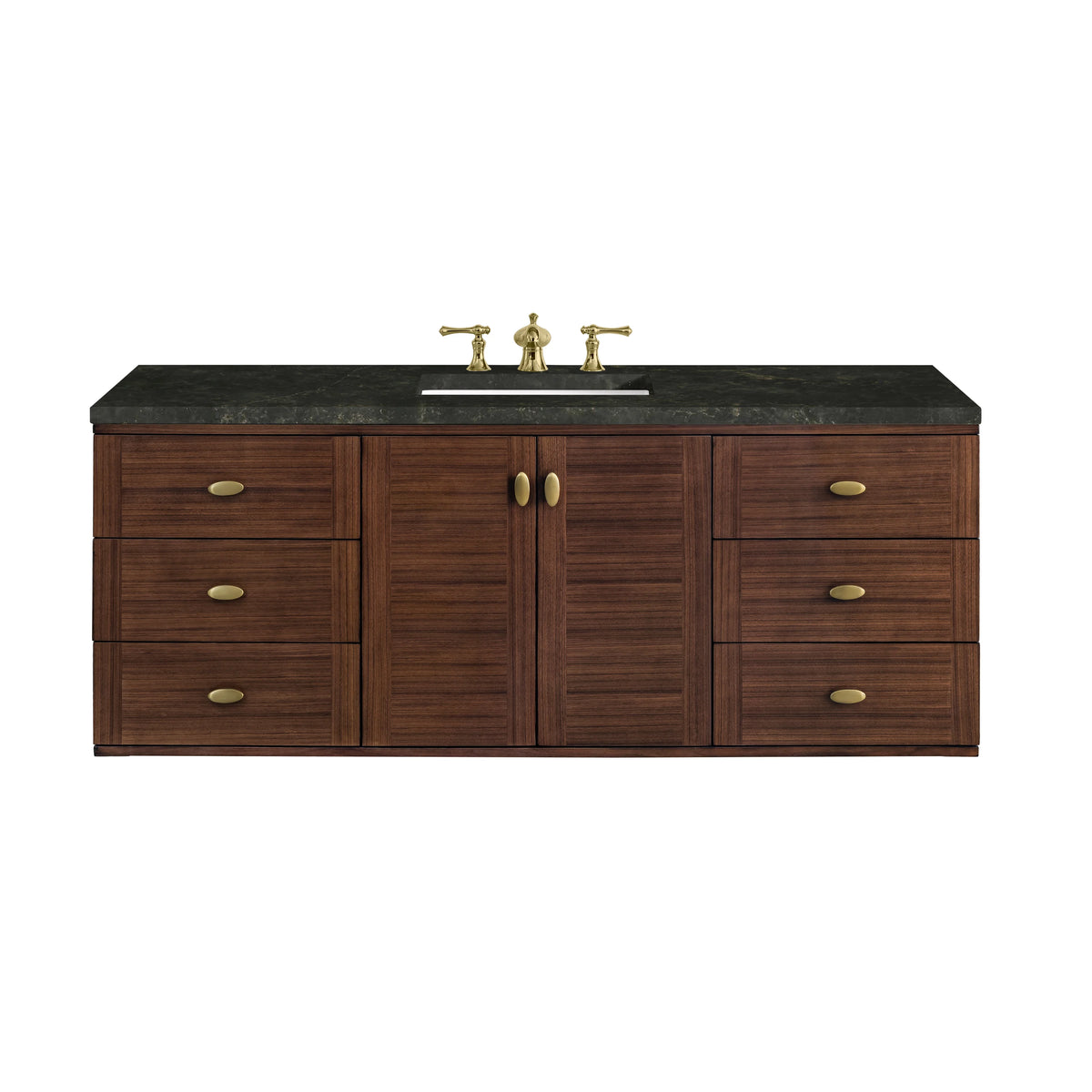 Amberly 60" Single Vanity, Mid-Century Walnut, w/ 3 CM Phantome Eclos Top, view 2