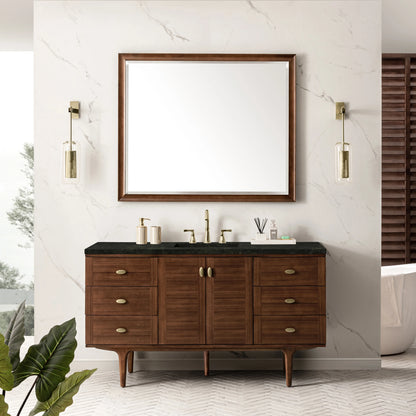 Amberly 60" Single Vanity, Mid-Century Walnut, w/ 3 CM Phantome Eclos Top, view 5