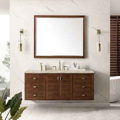 Amberly 60" Single Vanity, Mid-Century Walnut, w/ 3 CM Tajnar Eclos Top, view 6