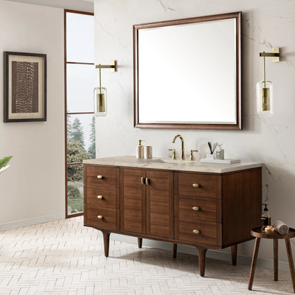 Amberly 60" Single Vanity, Mid-Century Walnut, w/ 3 CM Tajnar Eclos Top, view 7