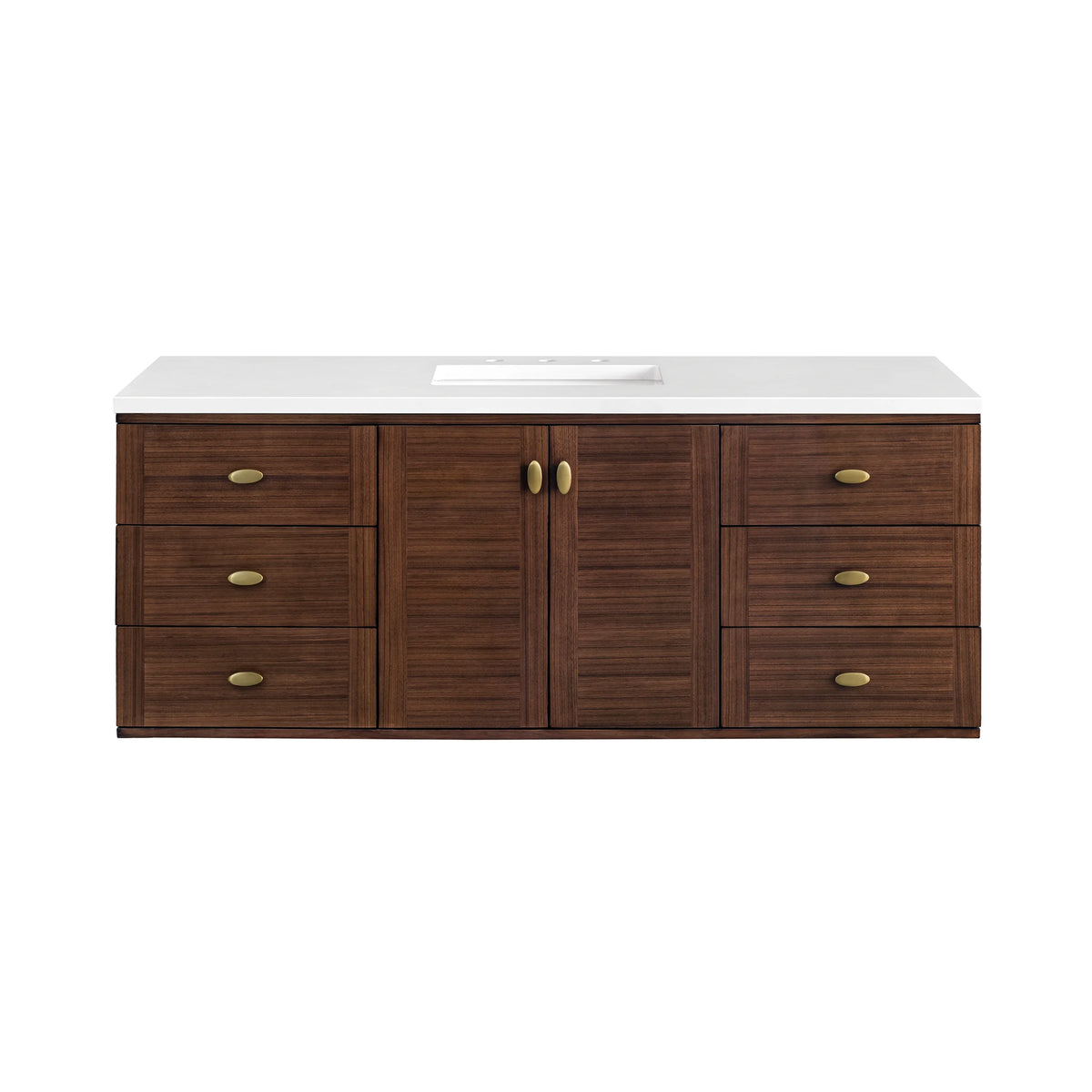 Amberly 60" Single Vanity, Mid-Century Walnut w/ 3 CM White Zeus Top, view 4