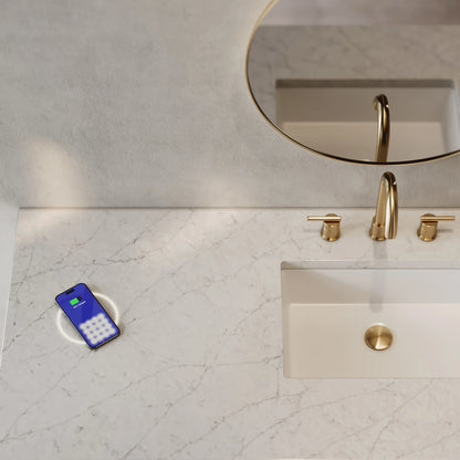 Amberly 60" Single Vanity, Mid-Century Walnut w/ 3 CM Eternal Jasmine Pearl Top w/FreePower Wireless Charger, view 3