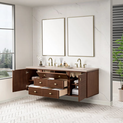 Renovate for Less Atlanta Amberly 72" Double Vanity, Mid-Century Walnut w/ 3 CM Eternal Marfil Top, view 10