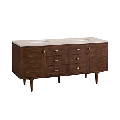 Renovate for Less Atlanta Amberly 72" Double Vanity, Mid-Century Walnut w/ 3 CM Eternal Marfil Top, view 17