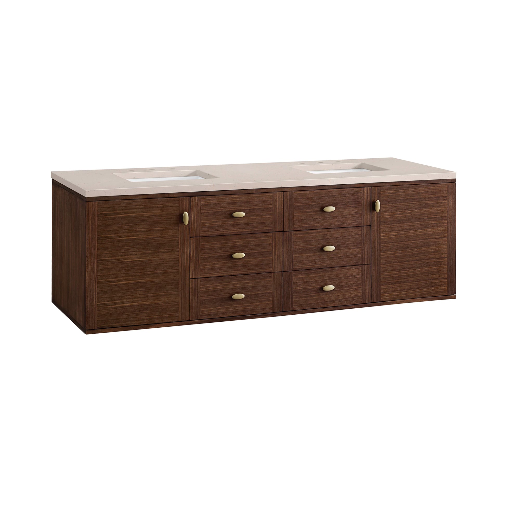Renovate for Less Atlanta Amberly 72" Double Vanity, Mid-Century Walnut w/ 3 CM Eternal Marfil Top, view 18