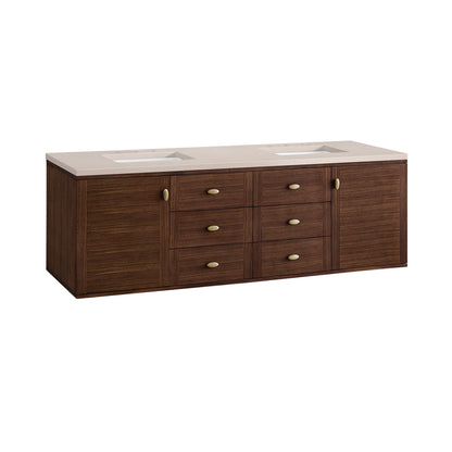 Renovate for Less Atlanta Amberly 72" Double Vanity, Mid-Century Walnut w/ 3 CM Eternal Marfil Top, view 18