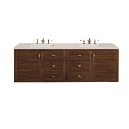 Renovate for Less Atlanta Amberly 72" Double Vanity, Mid-Century Walnut w/ 3 CM Eternal Marfil Top, view 2