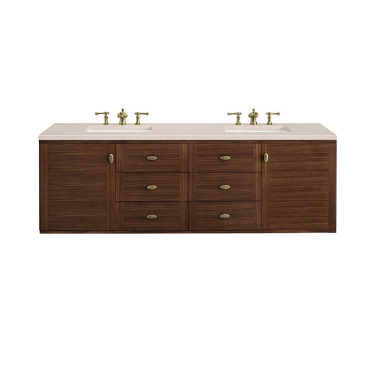 Renovate for Less Atlanta Amberly 72" Double Vanity, Mid-Century Walnut w/ 3 CM Eternal Marfil Top, view 2