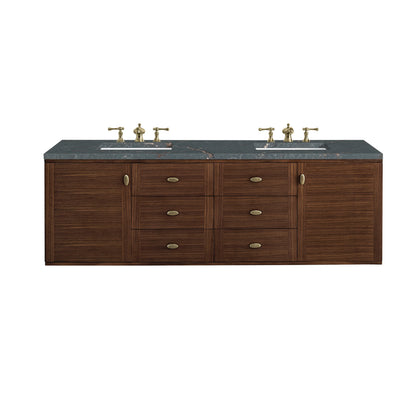 Amberly 72" Double Vanity, Mid-Century Walnut w/ 3 CM Parisien Bleu Top, view 2