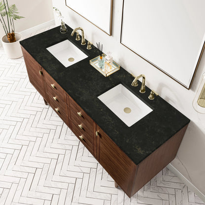 Amberly 72" Double Vanity, Mid-Century Walnut, w/ 3 CM Phantome Eclos Top, view 12