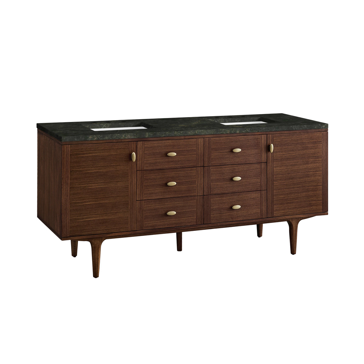 Amberly 72" Double Vanity, Mid-Century Walnut, w/ 3 CM Phantome Eclos Top, view 18
