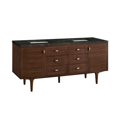 Amberly 72" Double Vanity, Mid-Century Walnut, w/ 3 CM Phantome Eclos Top, view 18