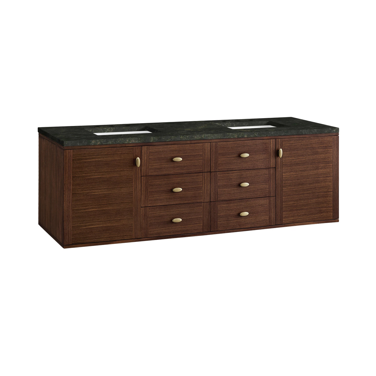 Amberly 72" Double Vanity, Mid-Century Walnut, w/ 3 CM Phantome Eclos Top, view 19