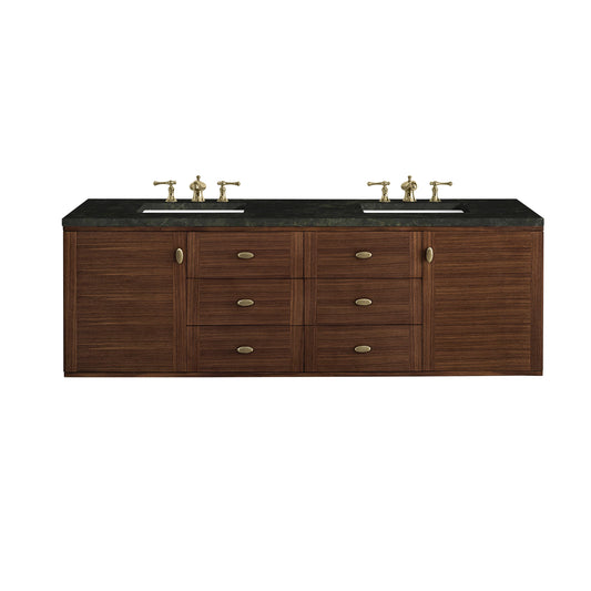 Amberly 72" Double Vanity, Mid-Century Walnut, w/ 3 CM Phantome Eclos Top, view 2
