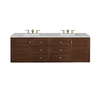 Amberly 72" Double Vanity, Mid-Century Walnut w/ 3 CM Victorian Silver Top, view 2