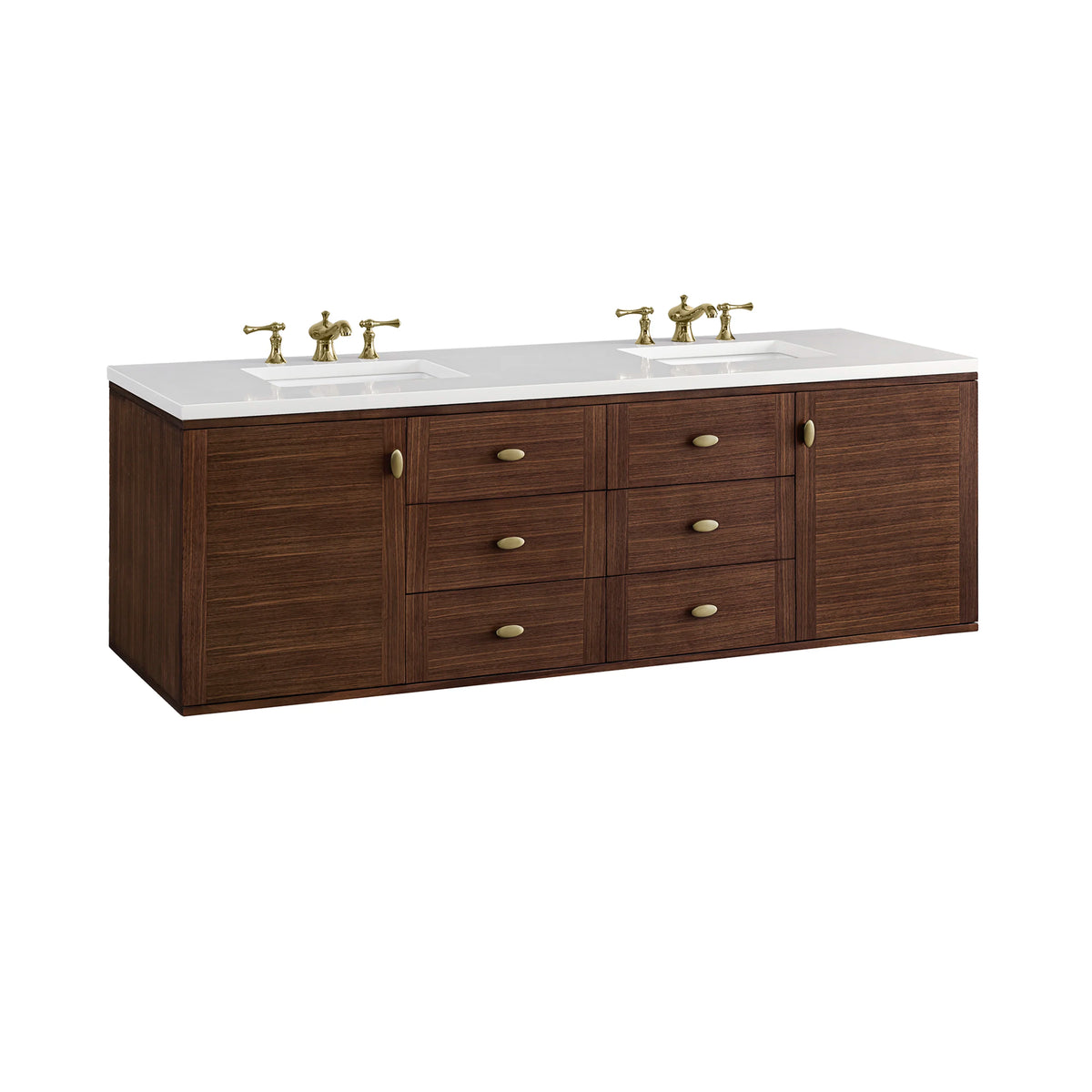 Amberly 72" Double Vanity, Mid-Century Walnut w/ 3 CM White Zeus Top, view 24