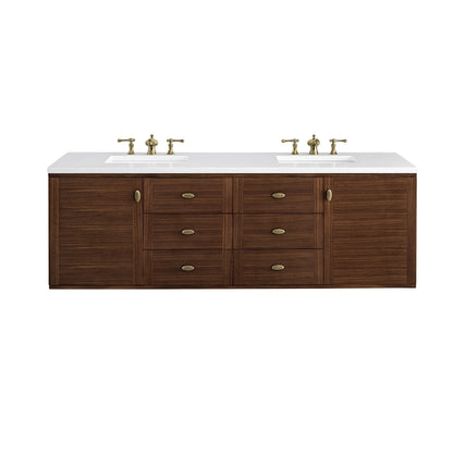 Amberly 72" Double Vanity, Mid-Century Walnut w/ 3 CM White Zeus Top, view 3