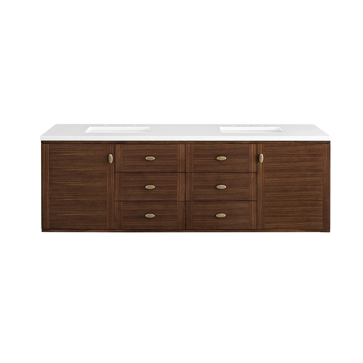 Amberly 72" Double Vanity, Mid-Century Walnut w/ 3 CM White Zeus Top, view 4