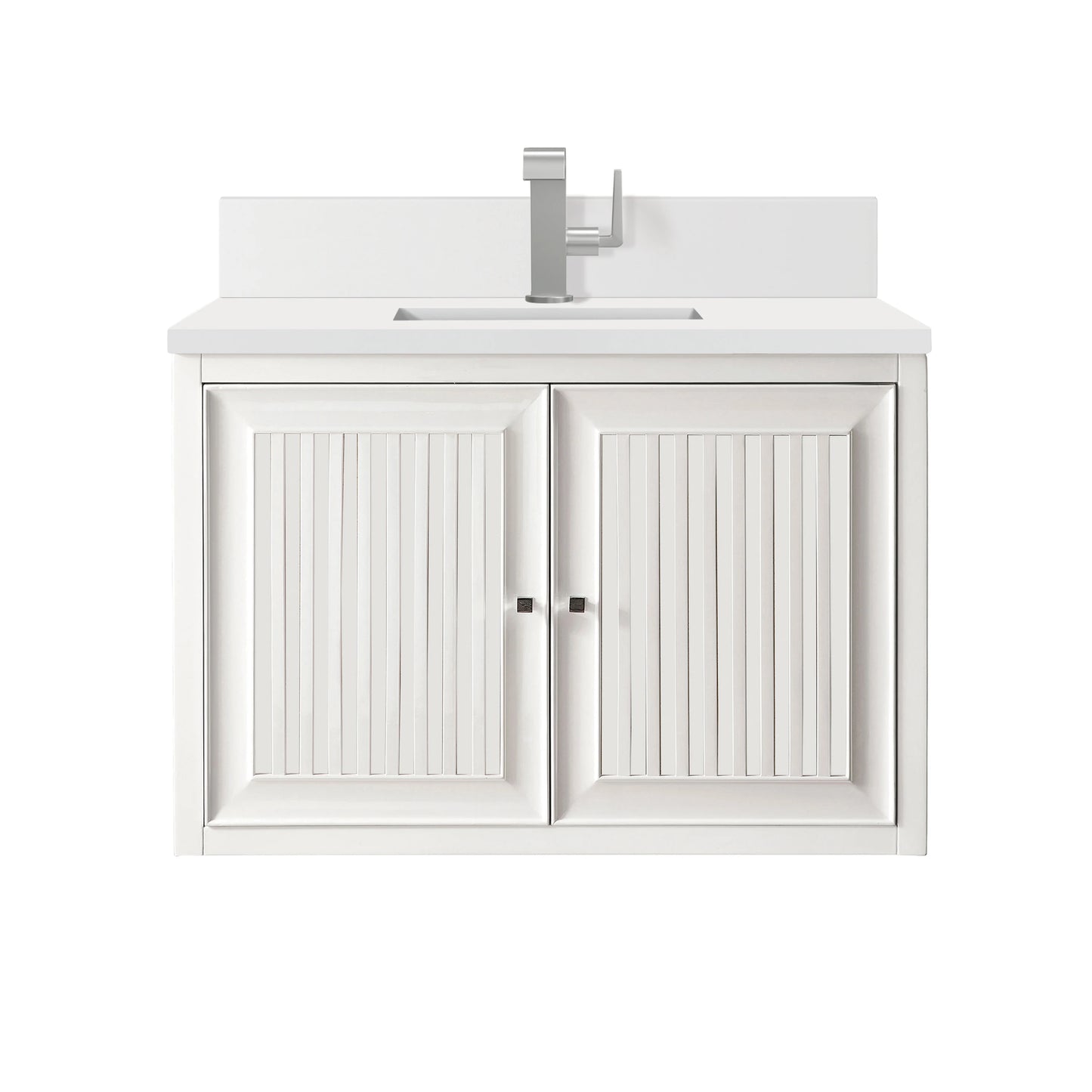 Renovate for Less Atlanta Athens 30" Single Vanity, Glossy White w/ Single Hole 3 CM White Zeus Silestone Top & Backsplash, view 2