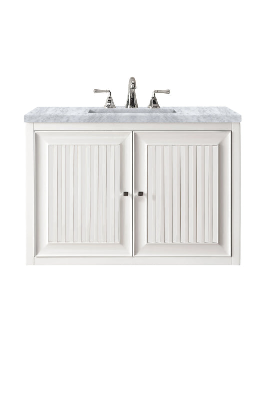 Renovate for Less Atlanta Athens 30" Single Vanity, Glossy White w/ 3 CM Carrara White Top, view 2