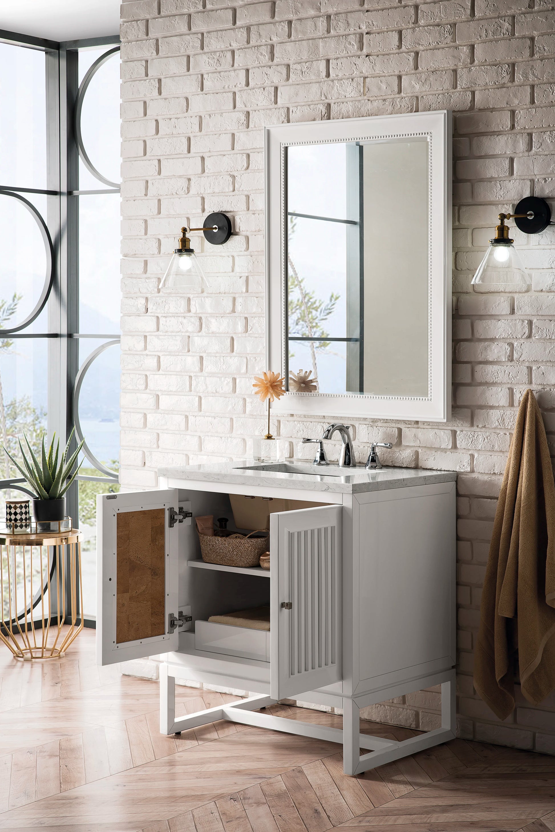 Renovate for Less Atlanta Athens 30" Single Vanity, Glossy White w/ 3 CM Carrara White Top, view 5