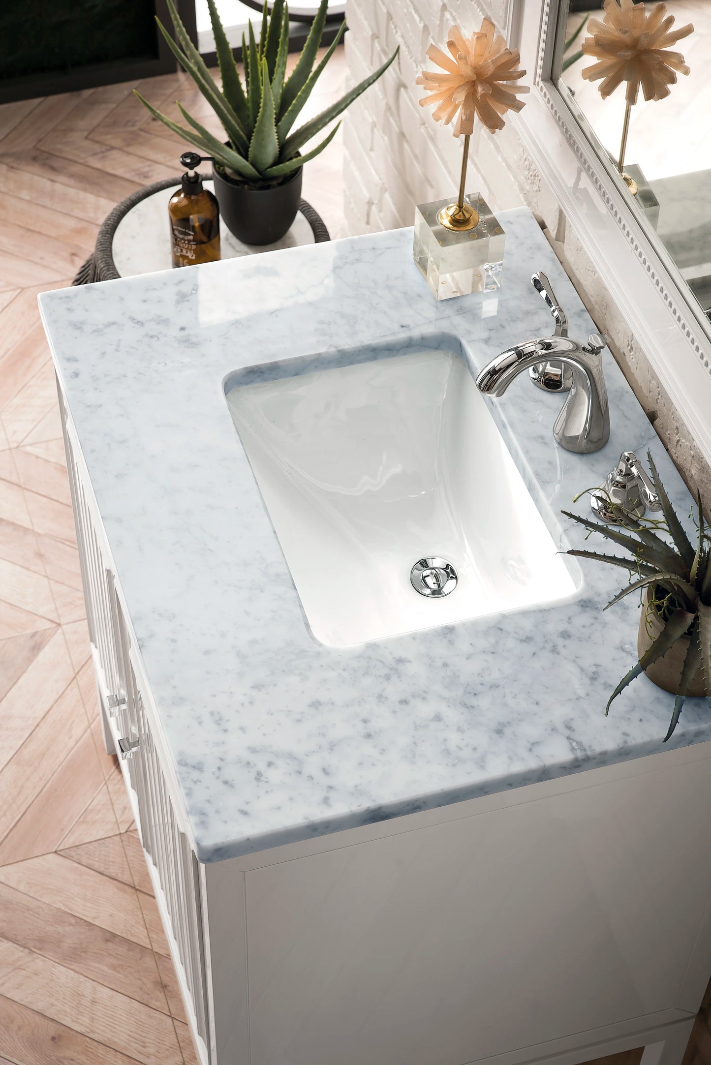 Renovate for Less Atlanta Athens 30" Single Vanity, Glossy White w/ 3 CM Carrara White Top, view 6