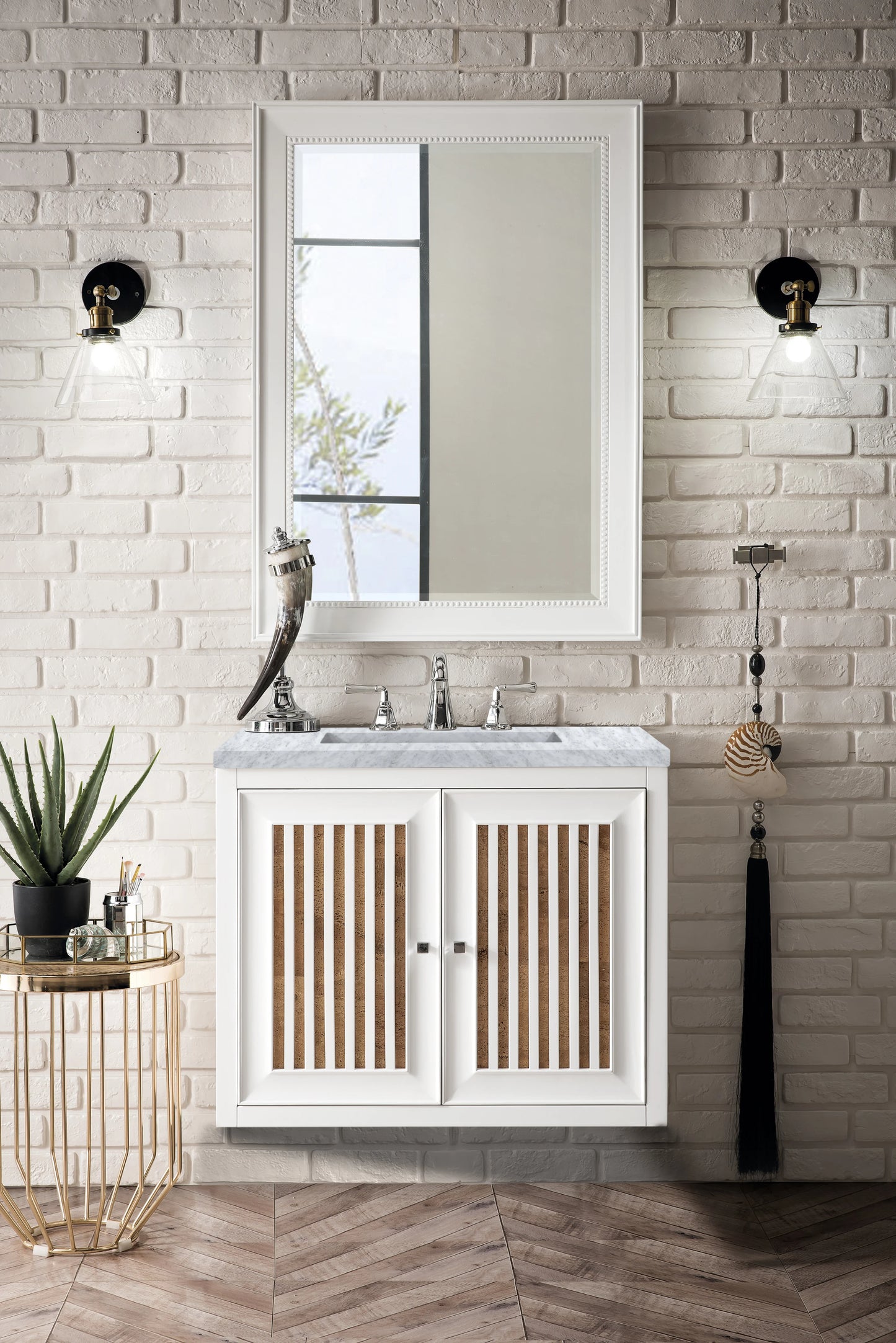 Renovate for Less Atlanta Athens 30" Single Vanity, Glossy White w/ 3 CM Carrara White Top, view 7