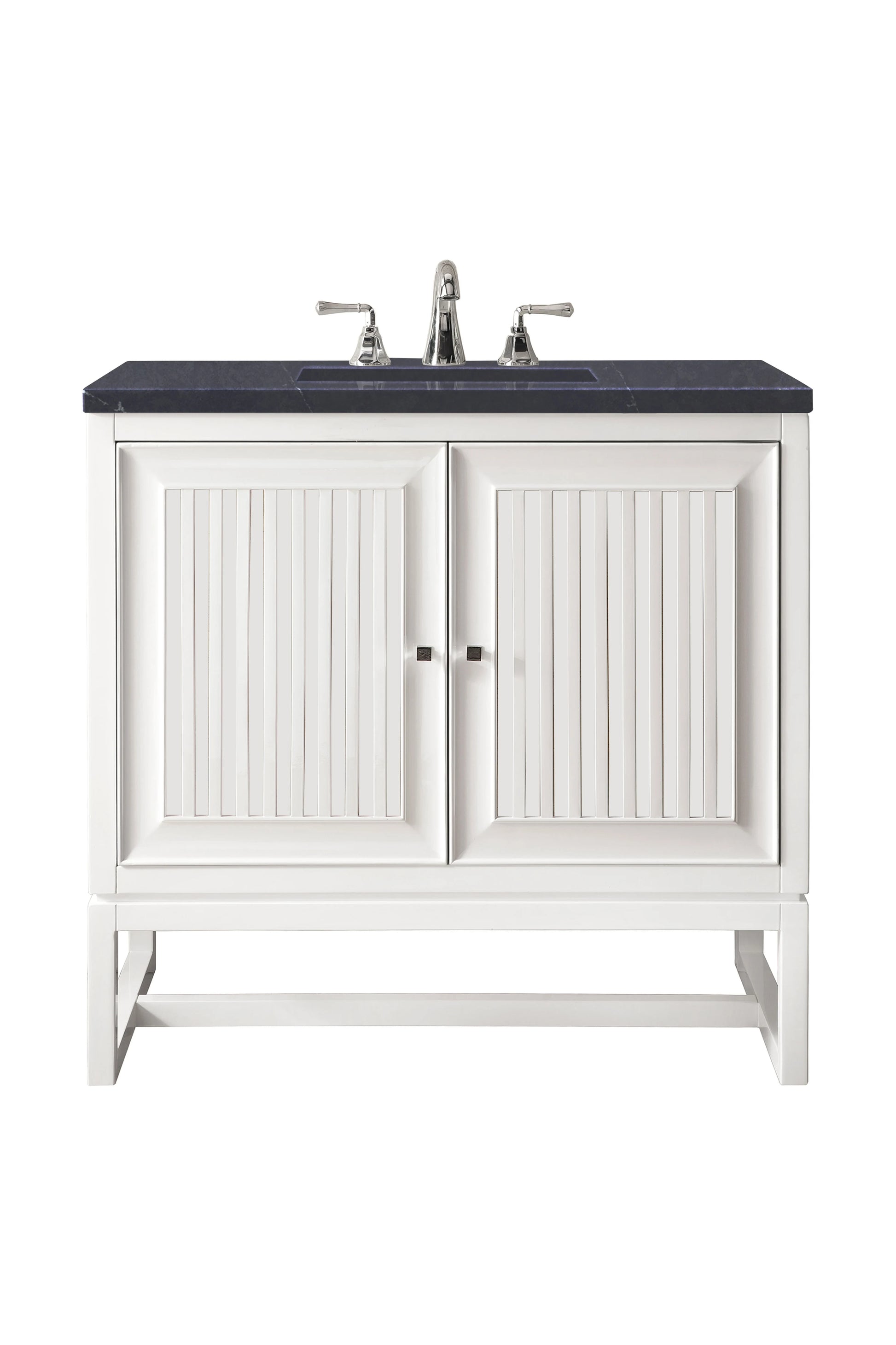 Renovate for Less Atlanta Athens 30" Single Vanity, Glossy White w/ 3 CM Charcoal Soapstone Silestone Top