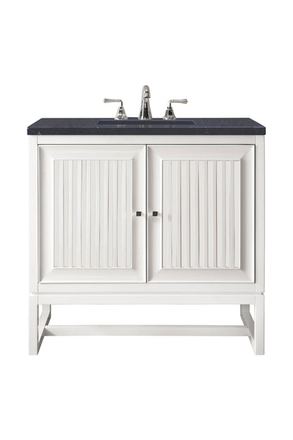 Renovate for Less Atlanta Athens 30" Single Vanity, Glossy White w/ 3 CM Charcoal Soapstone Silestone Top