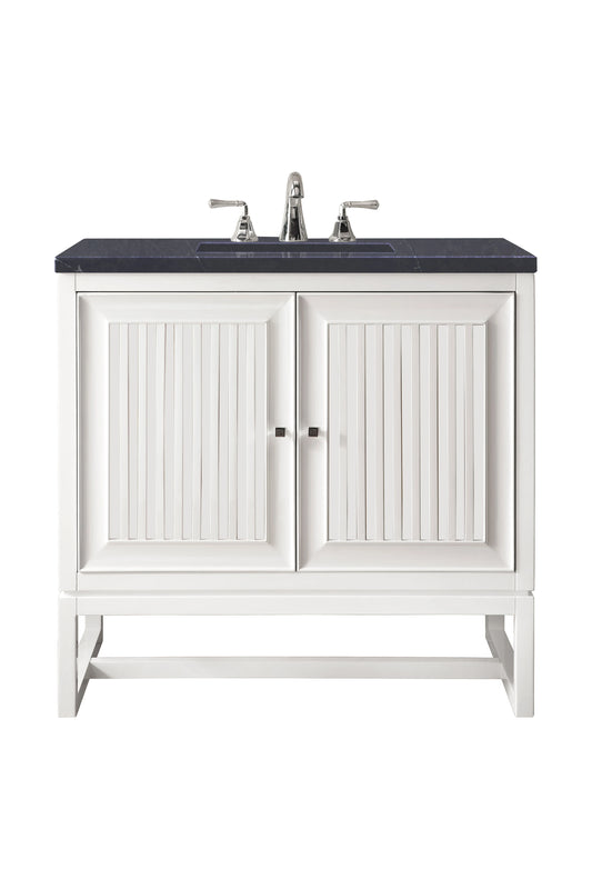 Renovate for Less Atlanta Athens 30" Single Vanity, Glossy White w/ 3 CM Charcoal Soapstone Silestone Top