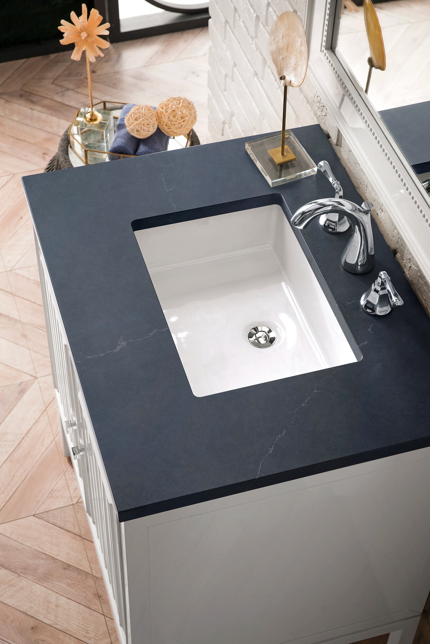 Renovate for Less Atlanta Athens 30" Single Vanity, Glossy White w/ 3 CM Charcoal Soapstone Silestone Top, view 4
