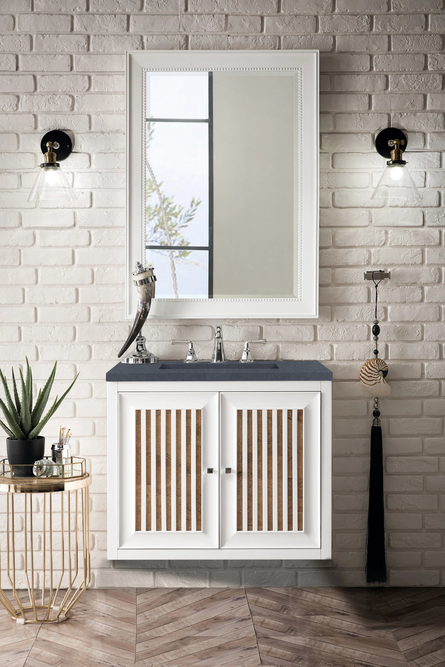 Renovate for Less Atlanta Athens 30" Single Vanity, Glossy White w/ 3 CM Charcoal Soapstone Silestone Top, view 7