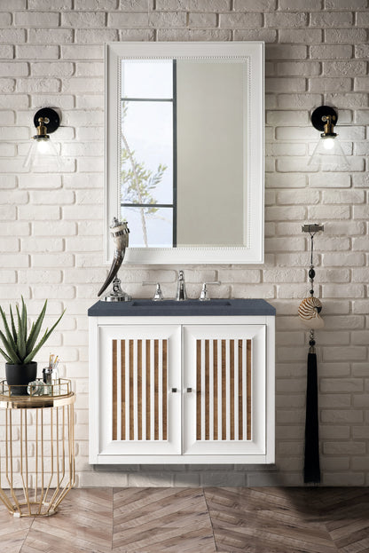 Renovate for Less Atlanta Athens 30" Single Vanity, Glossy White w/ 3 CM Charcoal Soapstone Silestone Top, view 7
