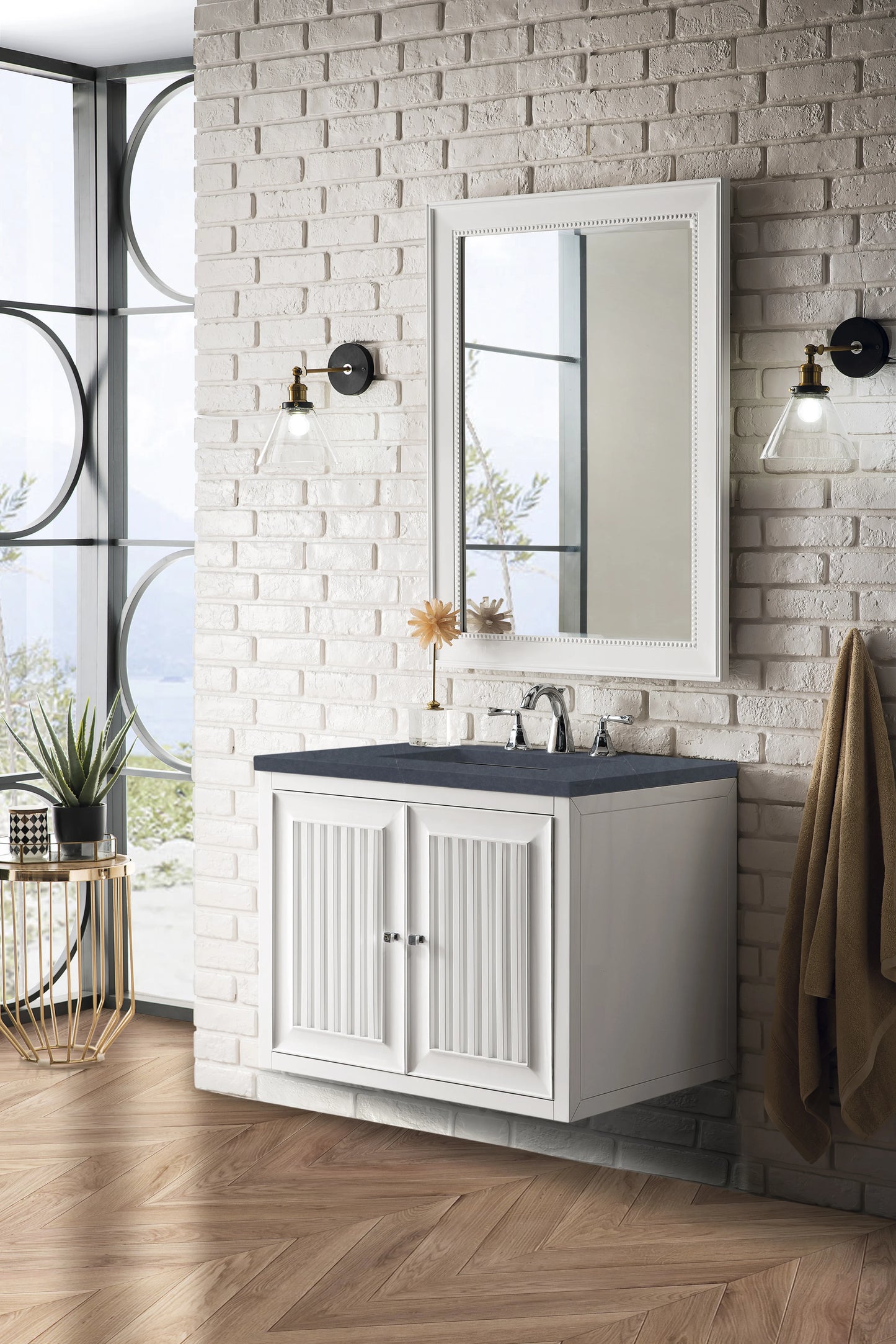 Renovate for Less Atlanta Athens 30" Single Vanity, Glossy White w/ 3 CM Charcoal Soapstone Silestone Top, view 8
