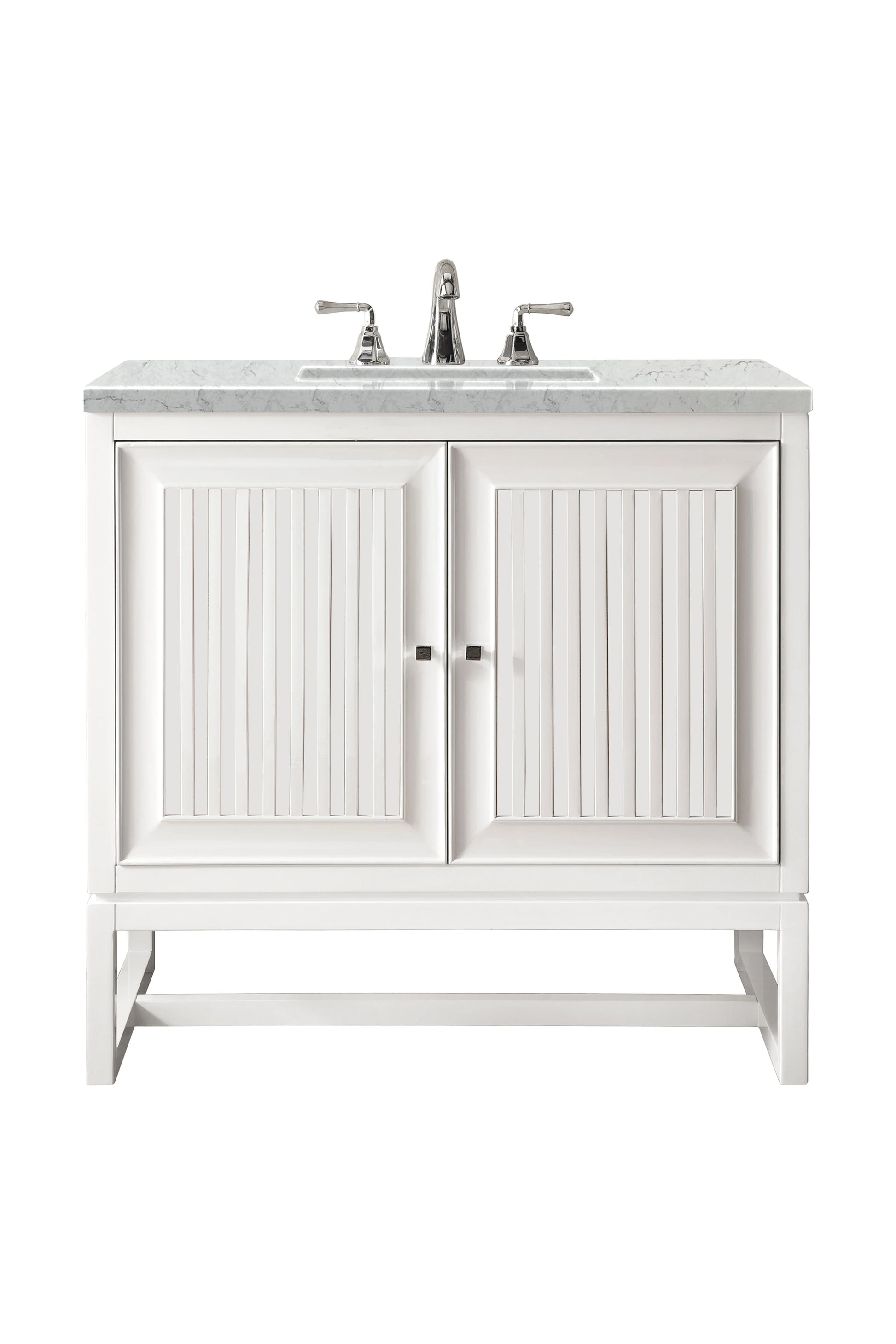 Renovate for Less Atlanta Athens 30" Single Vanity, Glossy White w/ 3 CM Eternal Jasmine Pearl Silestone Top