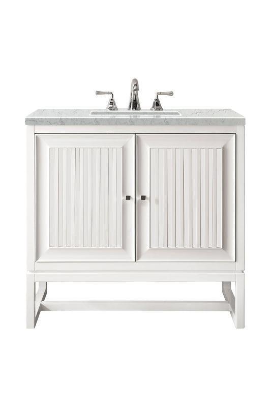 Renovate for Less Atlanta Athens 30" Single Vanity, Glossy White w/ 3 CM Eternal Jasmine Pearl Silestone Top